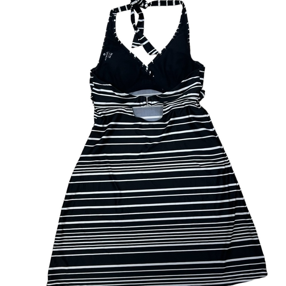 ATHLETA Women's Black White Striped Halter Swim Dress 36 B/C Underwire Bra - Picture 4 of 7